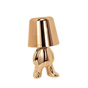 Bedside Touch Control Table Lamp; Creative Little Golden Man Decorative Thinker Statue LED Desk Lamp Gold