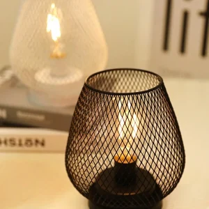 1pc Creative Mesh Design Led Table Lamp In Black/white For Living Room/study Room Decor, Night Light Yellow