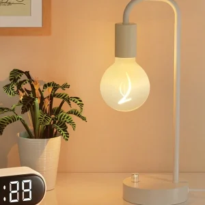 Industrial Small Table Lamp For Bedroom, Fully Dimmable Modern Beside Lamps With 2700K Warm Light Bulb For Kids Reading, White Nightstand Lamps For Living Room, Dorm,Home Office (LED Bulb Included) White