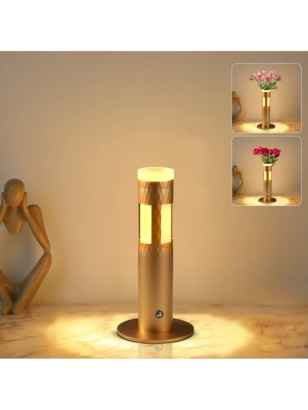 Vase Table Lamp,Portable Metal LED Table Lamp,3 Color Touch Sensor Control Rechargeable Desk Lamp,Unique Lamps, Lamp For Arranging Flowers,For Living Room, Bedroom 1Pc