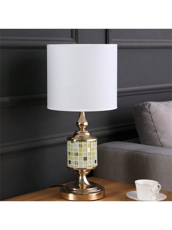 23" Rose Gold Bohemian Glass Mosaic Modern Table Lamp White