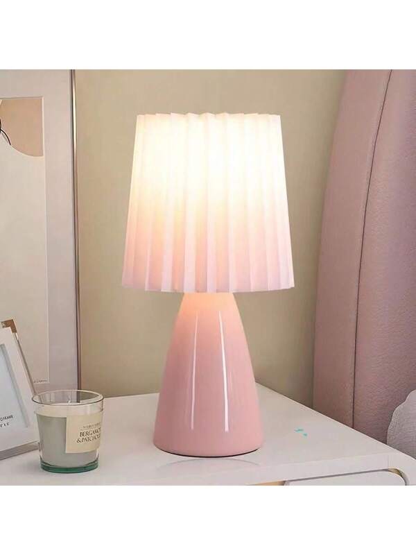 1pc Retro Nordic Style Glass Table Lamp, 3 Color Temperature Modern Minimalist Decorative Light, Suitable For Room Decor, Home Decoration Ceramic Table Lamp