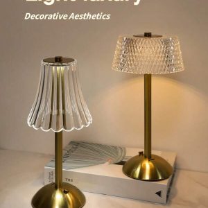 1pc American Luxury Dimmable Crystal Table Lamp, 3-Color LED Rhinestone Crystal Decor Light, USB Rechargeable Touch Lamp For Bedroom, Living Room, Nightstand, Office, Dining Bar And Outdoor Three-color Charging Model