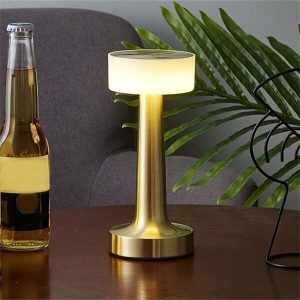 LED Retro Metal Barbell Table Lamp, Creative Dumbbell Decor, Wireless Small Bedside Night Light, Romantic Atmosphere Light, Rechargeable, Suitable For Coffee Shop Desk Lamp Three Colors Of Light