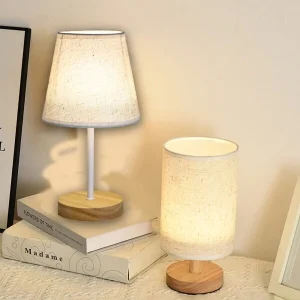 Creative Warm Table Lamp, Bedroom Bedside Lamp, Nordic Solid Wood & Fabric Decor, USB Powered, Bedroom, Study, Airbnb, LED Nightlight Multicolor