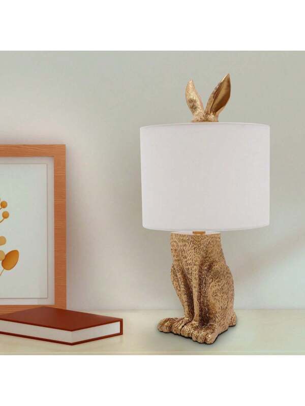 Modern Golden Rabbit Table Lamp 110V With E26 Bulb Base Bedroom Bedside Lighting Fixtures For Living Room Dining Room Study Room Desk Lights (Bulb Not Included) white light