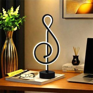 Creative Modern Minimalist LED Desk Lamp, USB Powered, 3 Colors Adjustable Dimmable, Music Note Shape Eye-Caring Lamp For Living Room Bedroom, Hotel, Bar, Decoration Table Lamp, Nightlight Three-tone Lighting