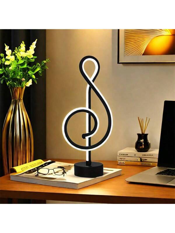 Creative Modern Minimalist LED Desk Lamp, USB Powered, 3 Colors Adjustable Dimmable, Music Note Shape Eye-Caring Lamp For Living Room Bedroom, Hotel, Bar, Decoration Table Lamp, Nightlight Three-tone Lighting