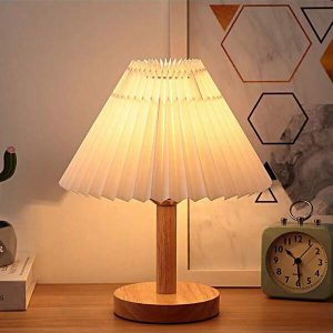 1pc Nordic Style Wooden Table Lamp, Decor For Living Room/Bedroom/Bedside, Modern Minimalist Design Wooden Table Lamp Accessory Beige