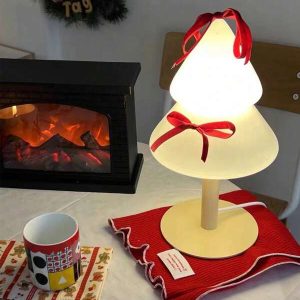 Table Lamp Christmas Tree Table Lamp, Glass Desktop Ambient Decoration Table Lamp, Christmas Night Light Eye Protection Bedside Lamps Multicolor