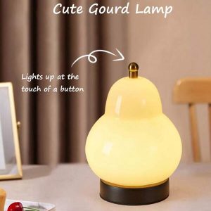 LED Modern Rechargeable Yellow/White Glass Gourd Desktop Decorative Table Lamp, Touch Dimming, Outdoor Convenient Carrying, USB Charging Interface, Home Decorative Lamps For Restaurants, Bars, Study Rooms, Dining Rooms, Etc. Multicolor